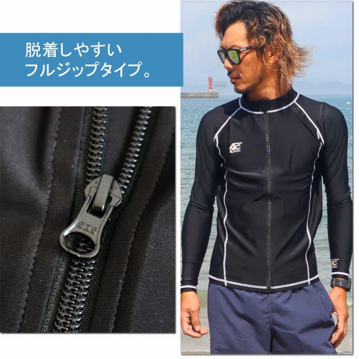 PLAGE ウォーターサイド 長袖 トップ/単品 ラッシュガード ラッシュガード メンズ 長袖 ジップアップ マリンスポーツ