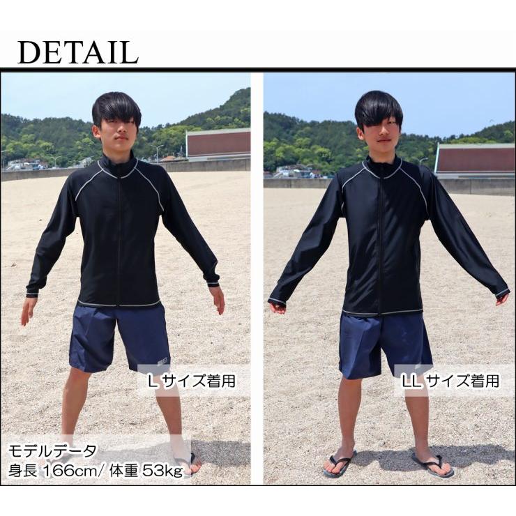 宅配便 送料無料】ラッシュガード メンズ 長袖 ジップアップ 無地 水着