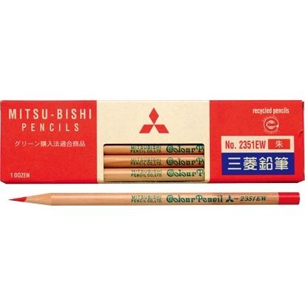 三菱鉛筆 リサイクル鉛筆 朱通し 軸型:丸 1ダース（12本） 三菱鉛筆