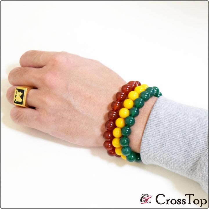 メノウ 3連 ラスタカラー ブレスレット レゲエ reggae ジャマイカ