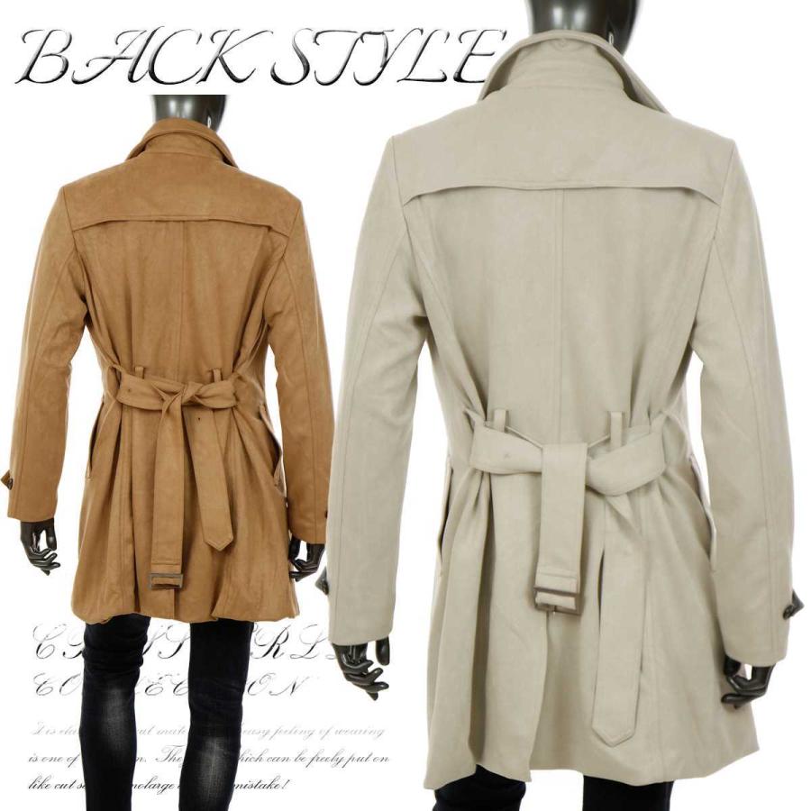 トレンチコート メンズ ロングコート フェイクスエード ダブル ビジネス ちょいワル 秋 冬 オフホワイト ベージュ ワインレッド ブラック 白 黒 B0916 02id B0916 02 Crossworldyahoo 店 通販 Yahoo ショッピング