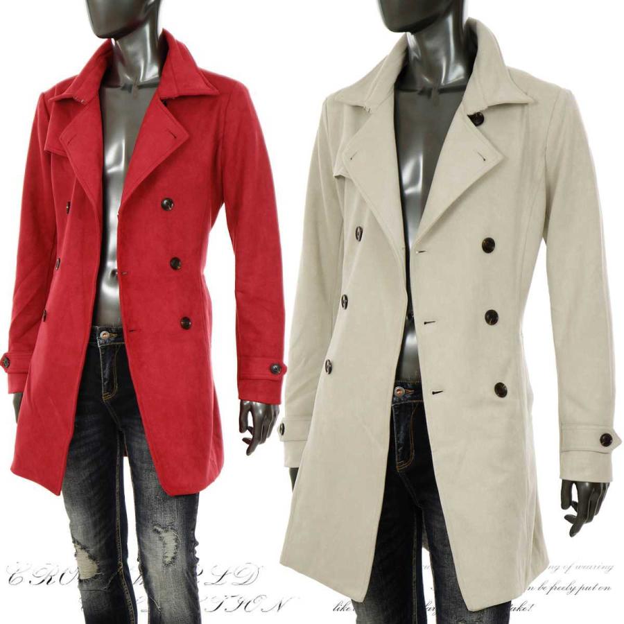 トレンチコート メンズ ロングコート フェイクスエード ダブル ビジネス ちょいワル 秋 冬 オフホワイト ベージュ ワインレッド ブラック 白 黒 B0916 02id B0916 02 Crossworldyahoo 店 通販 Yahoo ショッピング