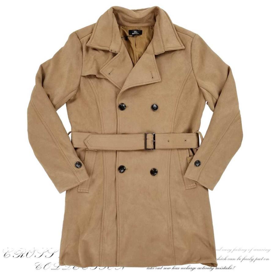 トレンチコート メンズ ロングコート フェイクスエード ダブル ビジネス ちょいワル 秋 冬 オフホワイト ベージュ ワインレッド ブラック 白 黒 B0916 02id B0916 02 Crossworldyahoo 店 通販 Yahoo ショッピング