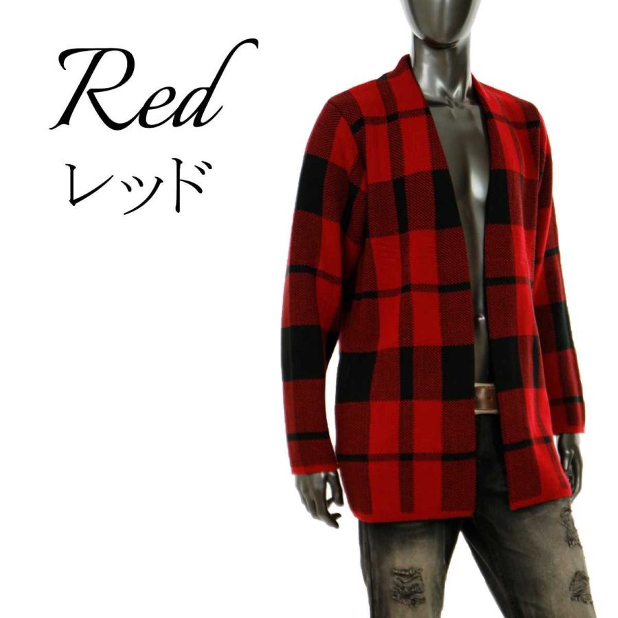 コーディガン メンズ ガウン ニットガウン カーディガン ノーカラー チェック柄 ブロックチェック ニット ビター系 秋 冬 白 赤 黒 03hl 03 Crossworldyahoo 店 通販 Yahoo ショッピング