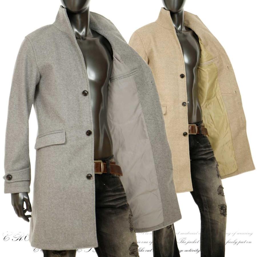 チェスターコート メンズ 細身 スタンドカラーコート メルトン イタリアンカラー ロングコート 黒 ブラック ベージュ グレー 秋 冬 01hm 01 Crossworldyahoo 店 通販 Yahoo ショッピング