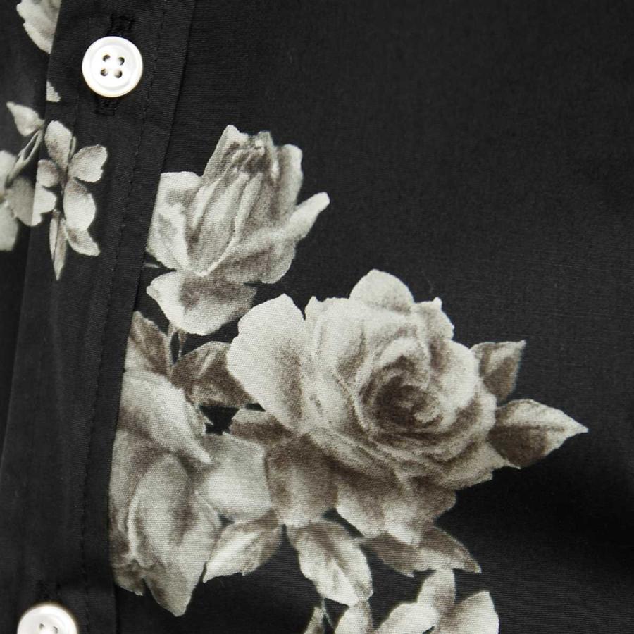 花柄 シャツ 薔薇 長袖 メンズ ドレスシャツ 柄シャツ バラ 大花柄 お兄系 ちょいワル 黒 白 ブラック ホワイト Shp S Crossworldyahoo 店 通販 Yahoo ショッピング