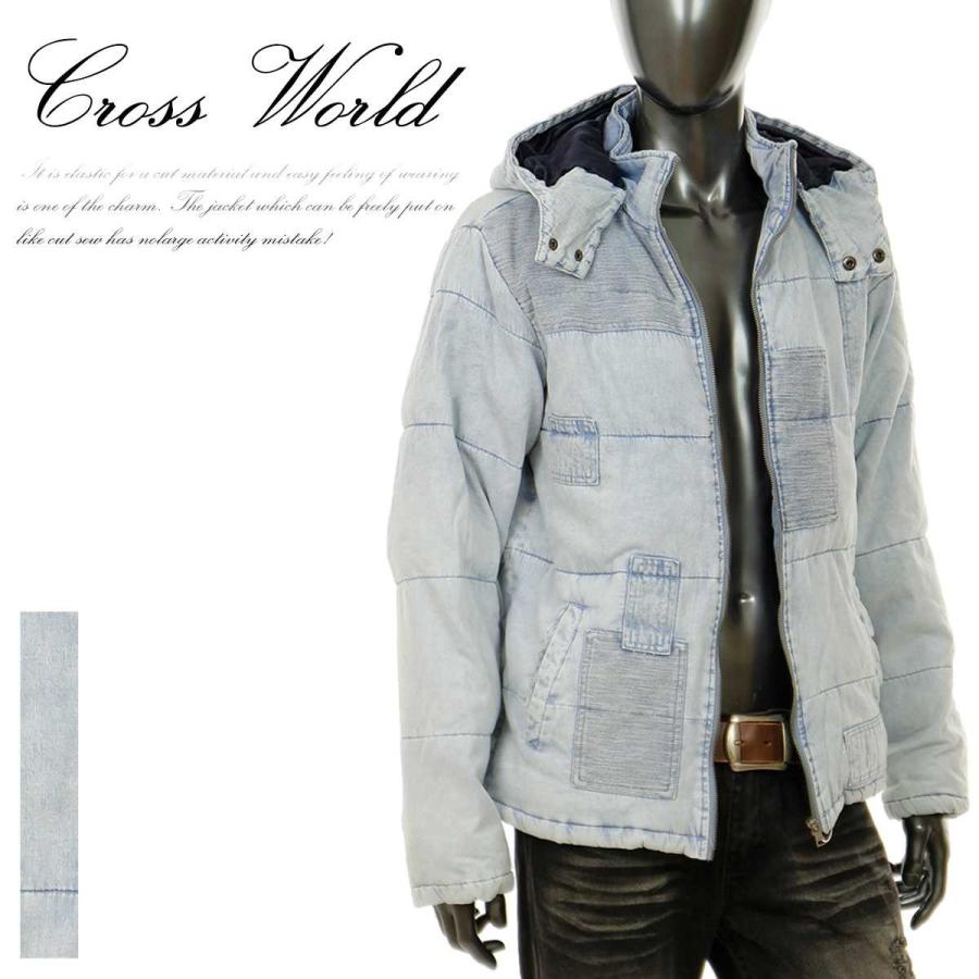 ダメージ加工 ボリュームネックブルゾン メンズ 中綿ダウンジャケット フード着脱 異素材 パッチワーク リメイク風 19年 新作 秋 冬 サックス I0109 05hv I0109 05 Crossworldyahoo 店 通販 Yahoo ショッピング