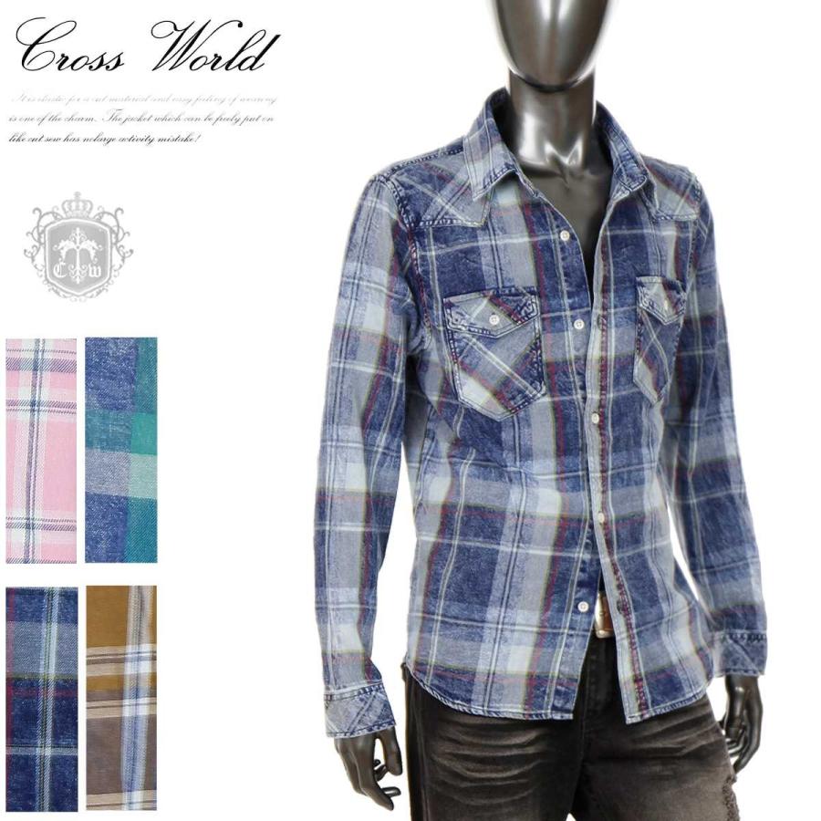 チェックシャツ メンズ 長袖 チェック柄 インディゴ トップス 羽織り カジュアル 年 新作 春 ブルー 青 ベージュ ピンク グリーン I0110 06hx I0110 06 Crossworldyahoo 店 通販 Yahoo ショッピング