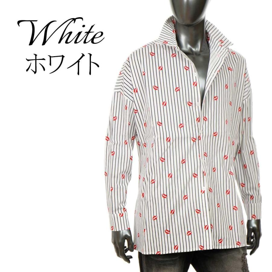 ビッグシルエット ストライプシャツ メンズ 柄シャツ リップスbigシャツ オーバーサイズ キスマーク 総柄 年新作 春 ホワイト ブラック 白 黒 K0325 02hz K0325 02 Crossworldyahoo 店 通販 Yahoo ショッピング