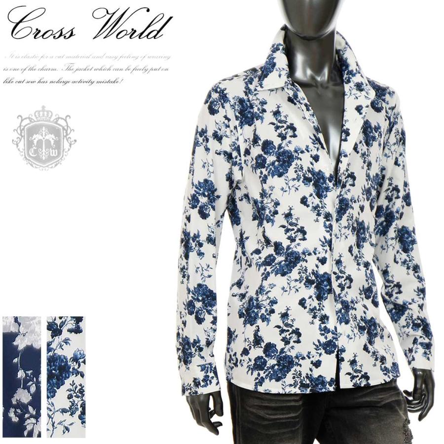 花柄 シャツ メンズ 柄シャツ 小花柄 フラワー 長袖シャツ モノトーン カジュアル キレイめ ちょいワル 年新作 春 秋 白 ホワイト ネイビー K0624 06ic K0624 06 Crossworldyahoo 店 通販 Yahoo ショッピング