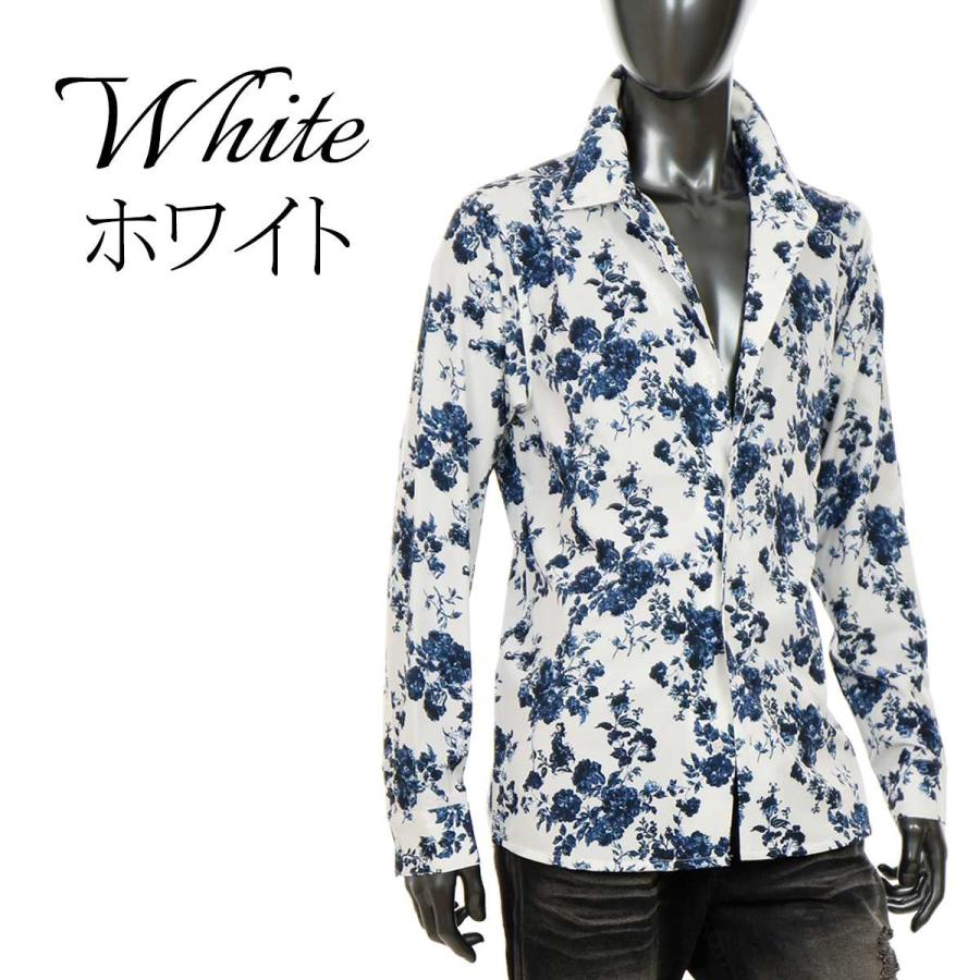 花柄 シャツ メンズ 柄シャツ 小花柄 フラワー 長袖シャツ モノトーン カジュアル キレイめ ちょいワル 年新作 春 秋 白 ホワイト ネイビー K0624 06ic K0624 06 Crossworldyahoo 店 通販 Yahoo ショッピング