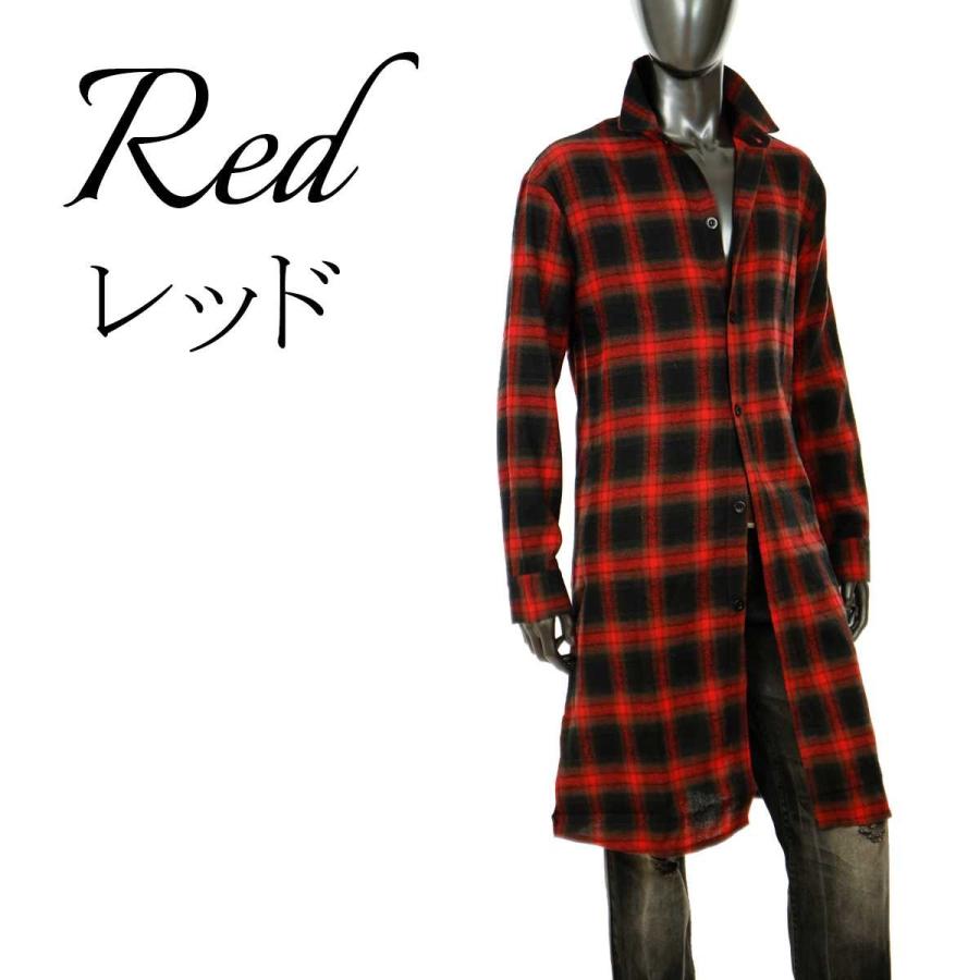 チェックシャツ ロング ロングシャツ メンズ チェック 着まわし コットン トレンド 秋 レッド 赤 グリーン イエロー K 05hn K 05 Crossworldyahoo 店 通販 Yahoo ショッピング
