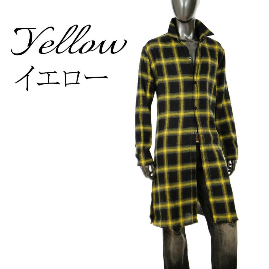 チェックシャツ ロング ロングシャツ メンズ チェック 着まわし コットン トレンド 秋 レッド 赤 グリーン イエロー K 05hn K 05 Crossworldyahoo 店 通販 Yahoo ショッピング
