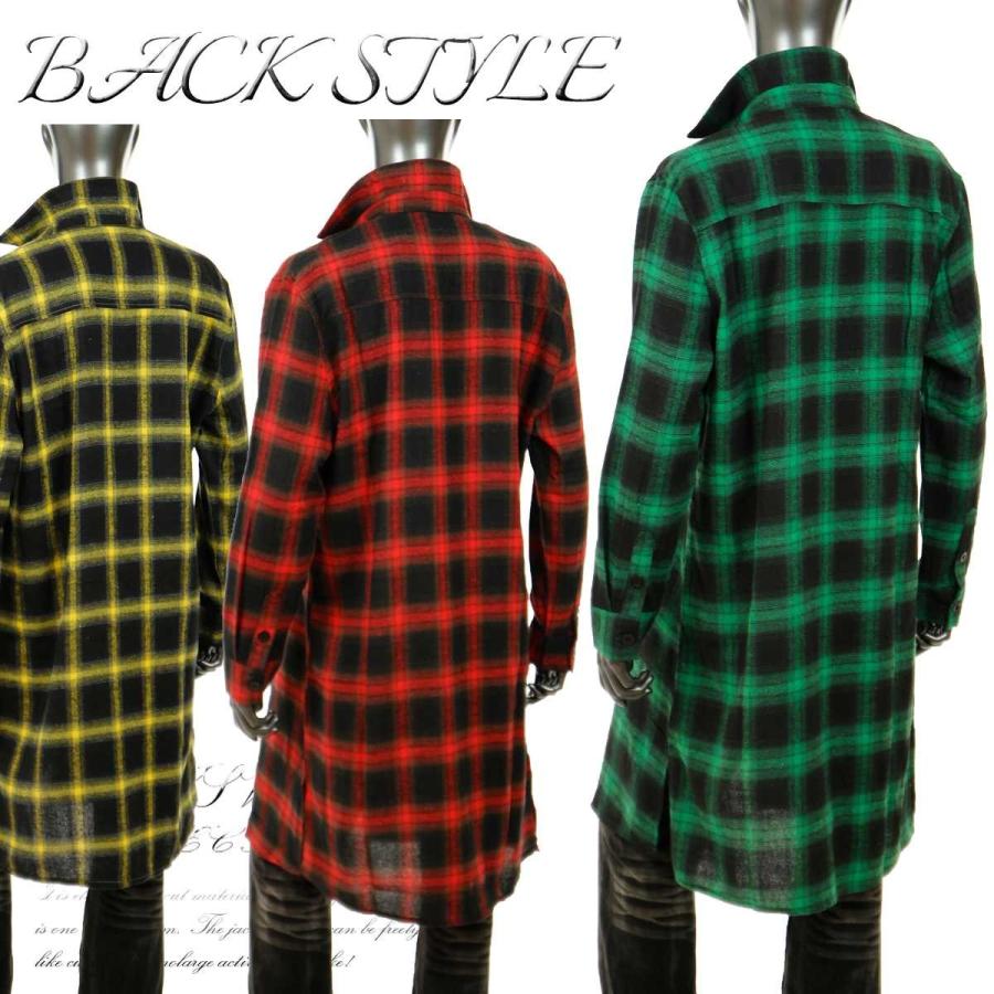 チェックシャツ ロング ロングシャツ メンズ チェック 着まわし コットン トレンド 秋 レッド 赤 グリーン イエロー K 05hn K 05 Crossworldyahoo 店 通販 Yahoo ショッピング