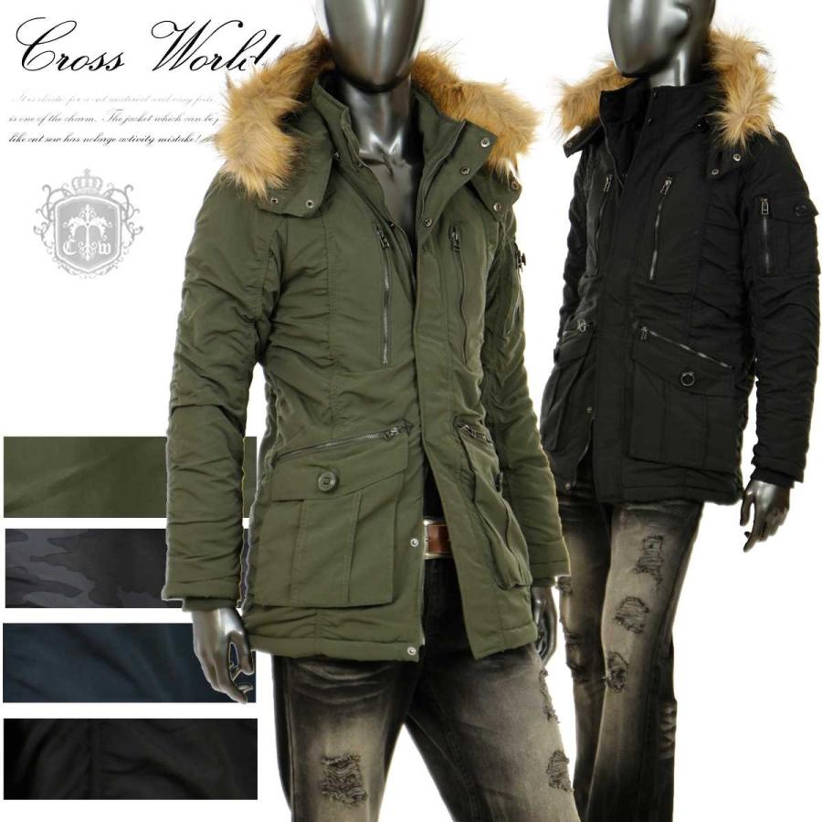 中綿 モッズコート メンズ ファー フェイクファー ポリピーチ加工 ブルゾン フード 冬 防寒 2018年 新作 黒 ブラック カーキ ネイビー カモフラ R300918 03hk R300918 03 Crossworldyahoo 店 通販 Yahoo ショッピング