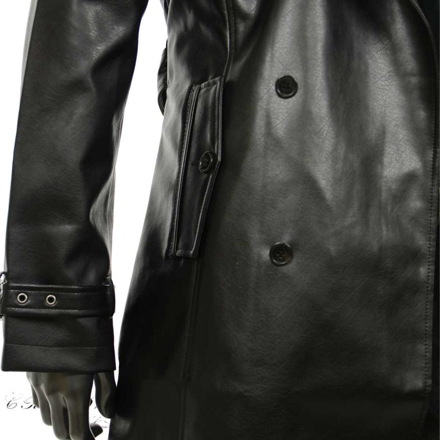 レザーコート メンズ ロングコート トレンチコート ロング フェイクレザー キレイ目 ちょいワル 冬 黒 白 ブラック ホワイト Sgfg Sg Crossworldyahoo 店 通販 Yahoo ショッピング