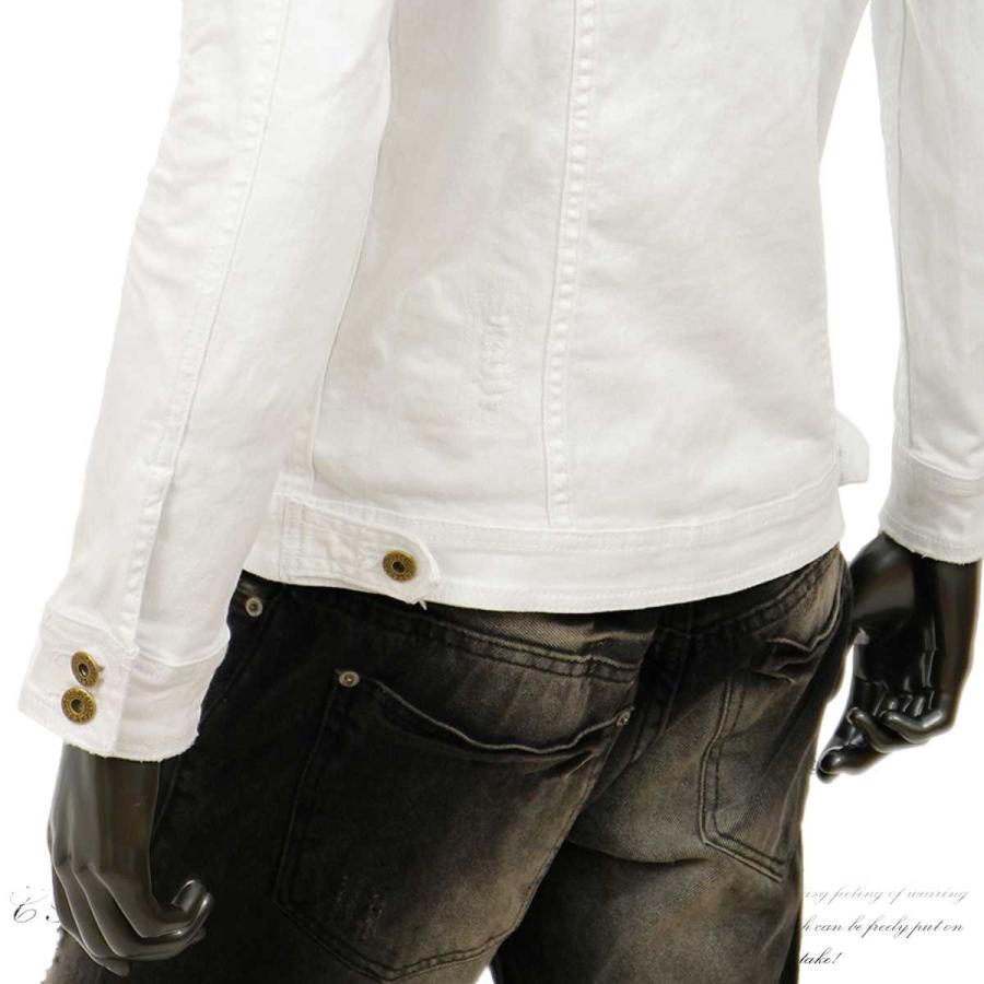 デニムジャケット メンズ Gジャン メンズ ダメージ加工 ショート丈 おしゃれ 2ポケット ちょいワル 春 白 黒 ブラック ホワイト V 01hp V 01 Crossworldyahoo 店 通販 Yahoo ショッピング