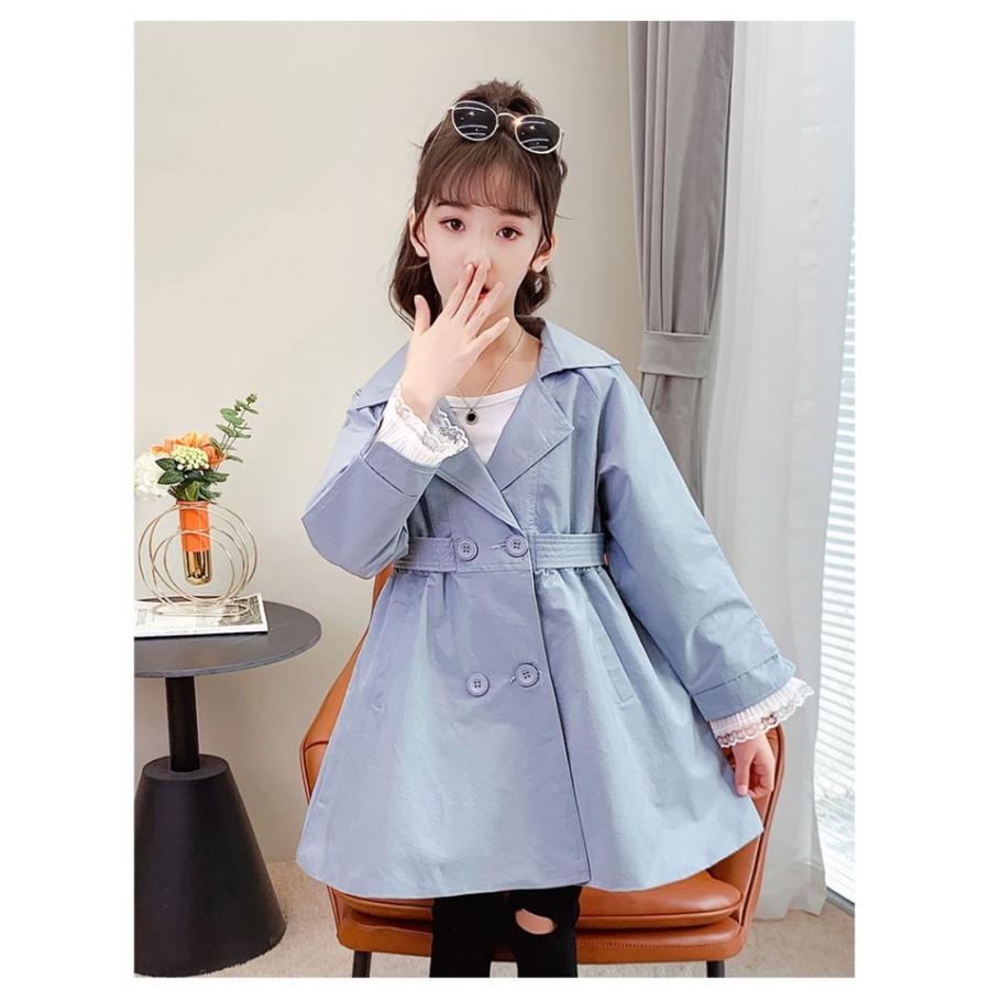 子供服 コート 女の子 ジャケット 襟元レース 可愛いキッズ 韓国子供服 ロングコート 100 110 1 140 高い品質