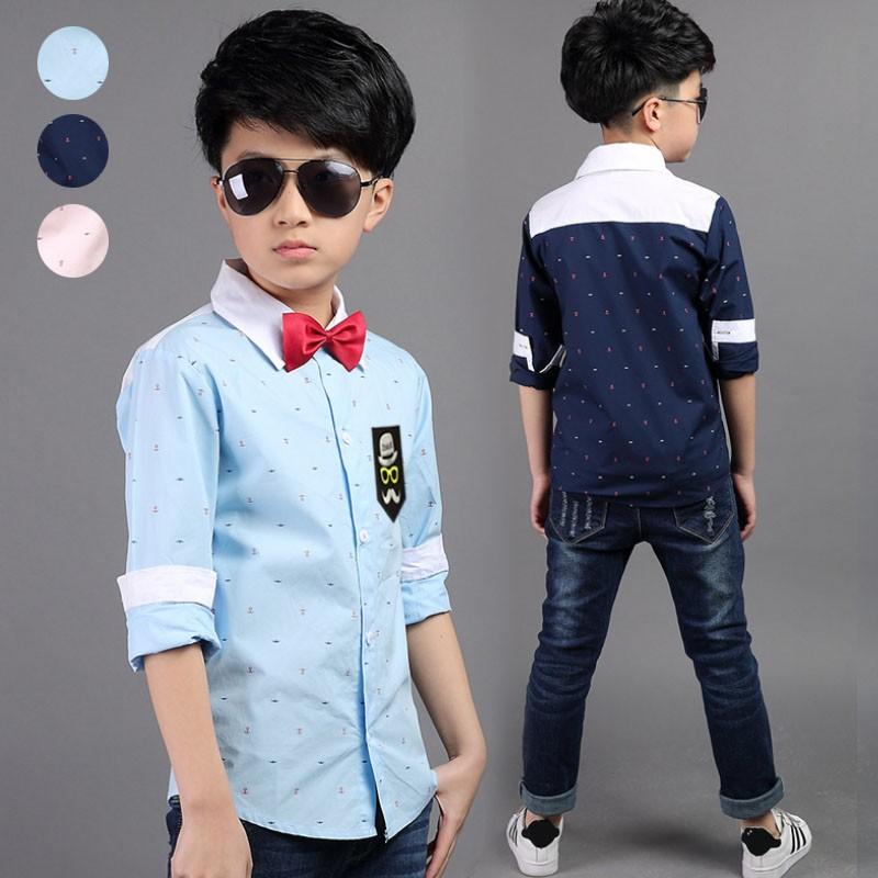 男の子 ワイシャツ 長袖ブラウス キッズシャツ 子供服 プリント柄 蝶ネクタイ付き フォーマル 入学式 結婚式 110 1 130 140 150 160 Et4034 Crossyou 通販 Yahoo ショッピング