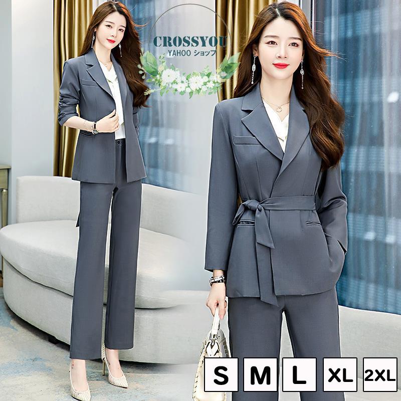 超熱 セットアップ レディース 冬 秋 夏 春 40代 30代 卒業式 入学式 通勤 カジュアル ベルト付き パンツ ジャケット セレモニースーツ パンツスーツ セットアップ サイズ L Www Quantumbytestore Com