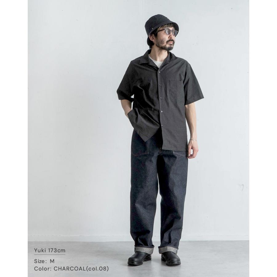 アボンタージ Open Collar Shirts S/S BLACK Open Collar Shirts SS -CHARCOAL- - Bricklayer *A vontade