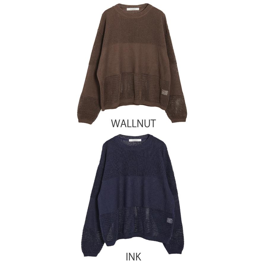 新品 BASISBROEK 25ss BRAFFEN コットンニット INK 2 バージスブルック/BASISBROEK ギマコットンニットプルオーバー メンズ