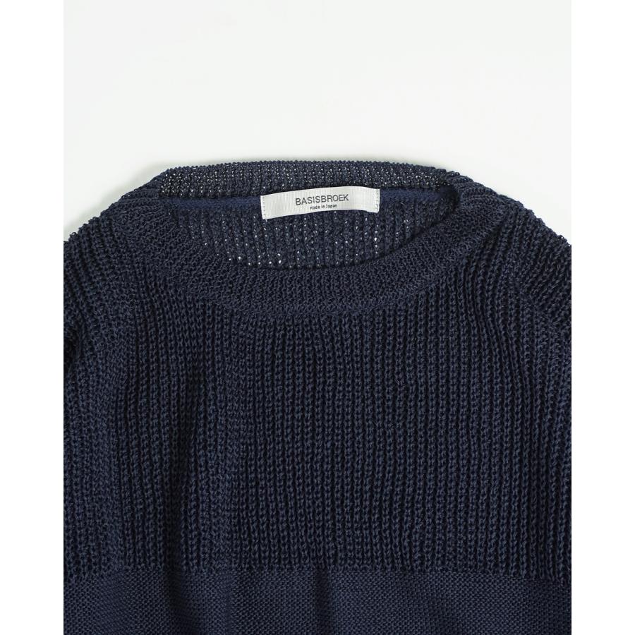 新品 BASISBROEK 25ss BRAFFEN コットンニット INK 2 バージスブルック/BASISBROEK ギマコットンニットプルオーバー メンズ