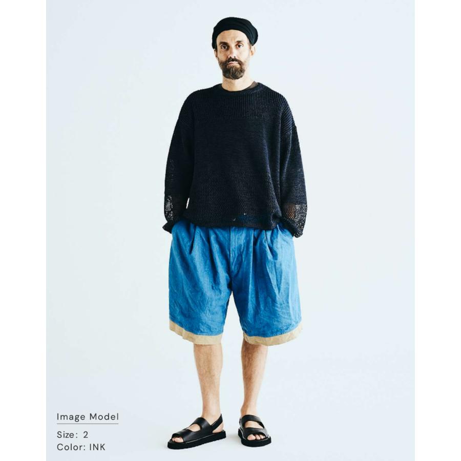 新品 BASISBROEK 25ss BRAFFEN コットンニット INK 2 バージスブルック/BASISBROEK ギマコットンニットプルオーバー メンズ