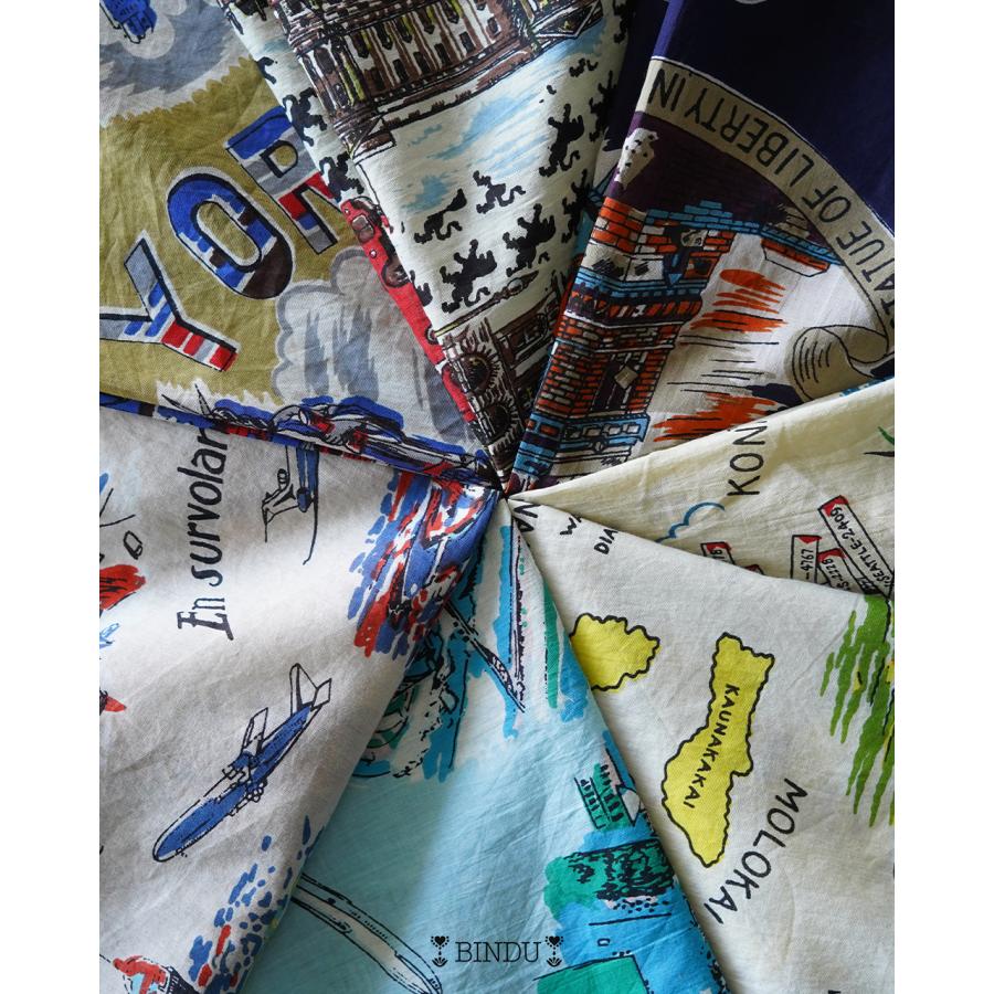 Vintage IndianCotton Scarfヴィンテージインド綿スカーフ DEADSTOCK】Early 20th Century Dutch Cotton Handmade Printed Scarf