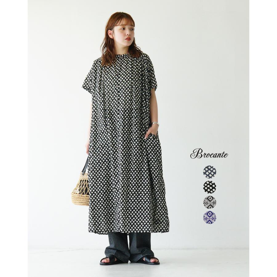 Brocante SALE！ブロカント 半袖ワンピース レディース インドプリント