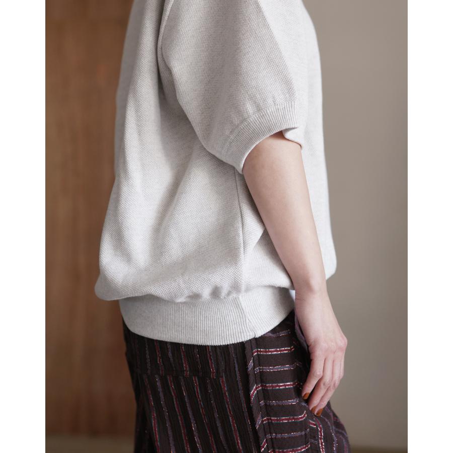 【完売品】crepuscule スキッパー　コットンニットポロ　ポロシャツ crepuscule（クレプスキュール） ポロシャツ モスステッチ スキッパー