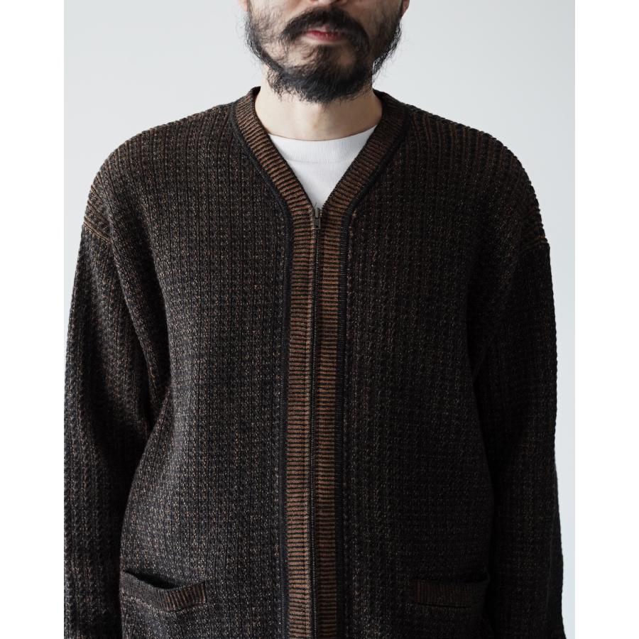 【美品】crepuscule 21AWカラーネップ ウール 厚手 カーディガン クレプスキュール crepscule カーディガン ケーブルジップカーディガン