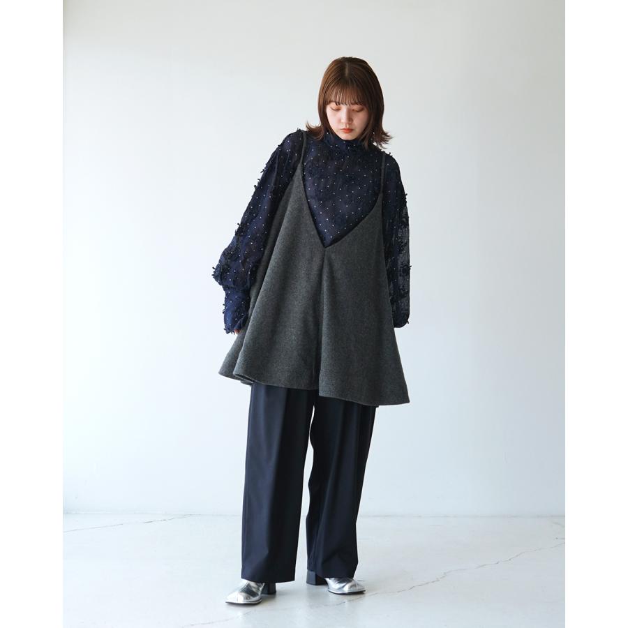 SALE クリンクル ブラウス crinkle 3D EMBROIDERY DOT LONG SALE クリンクル ブラウス crinkle 3D EMBROIDERY DOT LONG