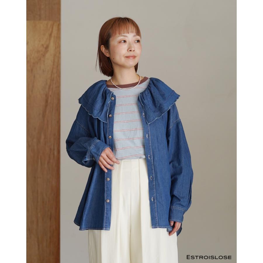 ESTROISLOSE（エストゥロワルーズ） ブラウス 綿麻ライトオンスデニム 