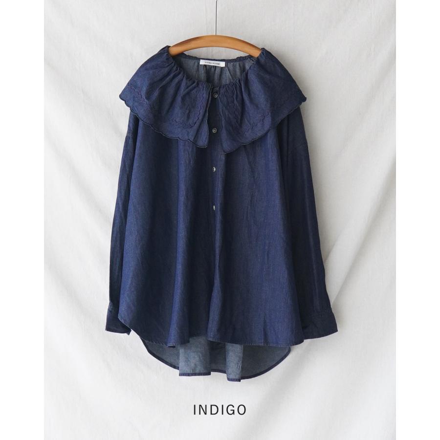 SALE エストゥロワルーズ ESTROISLOSE ブラウス 綿麻ライトオンスデニム 衿刺繍レディース EB26103 pr30