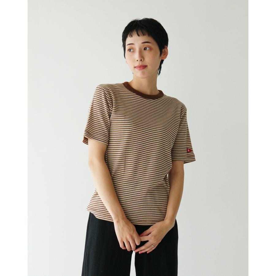 アウトレット！ヘルスニット Healthknit マルチボーダーワッフルクルー