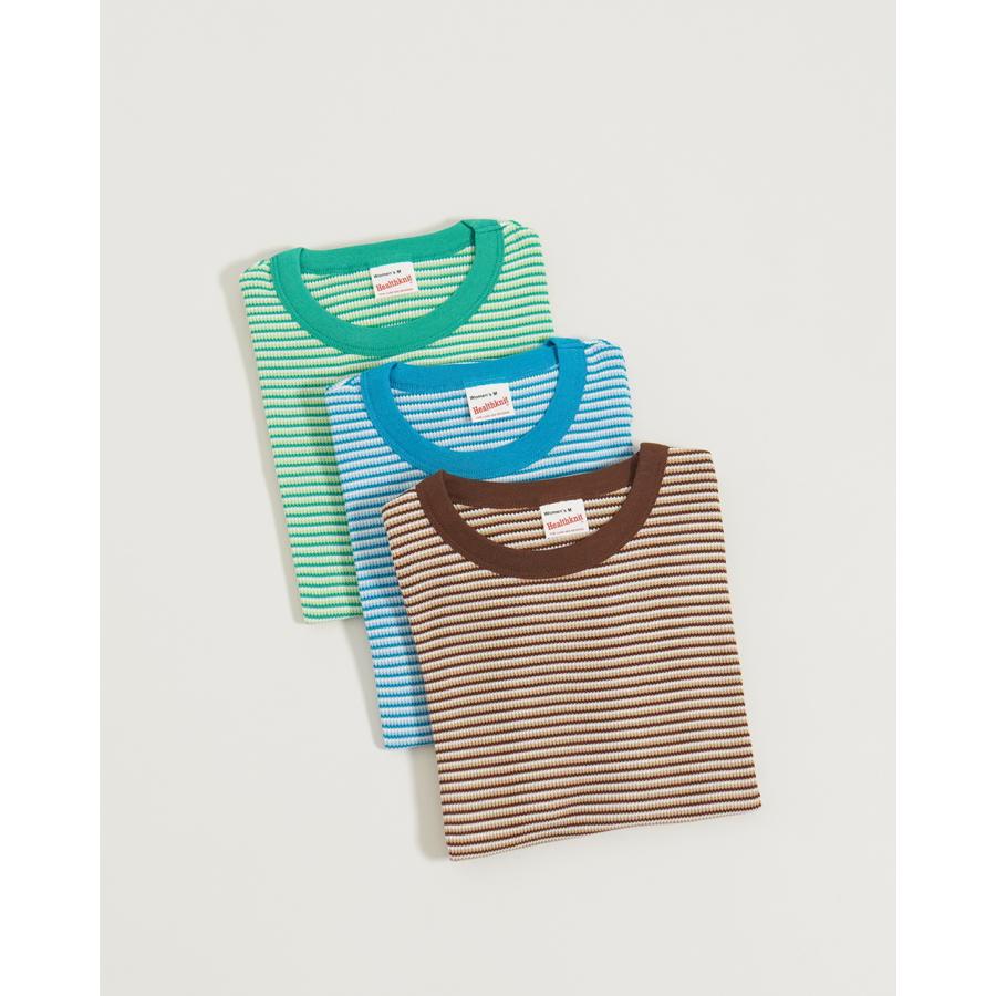 SALE！ヘルスニット Healthknit マルチボーダーワッフルクルーネック