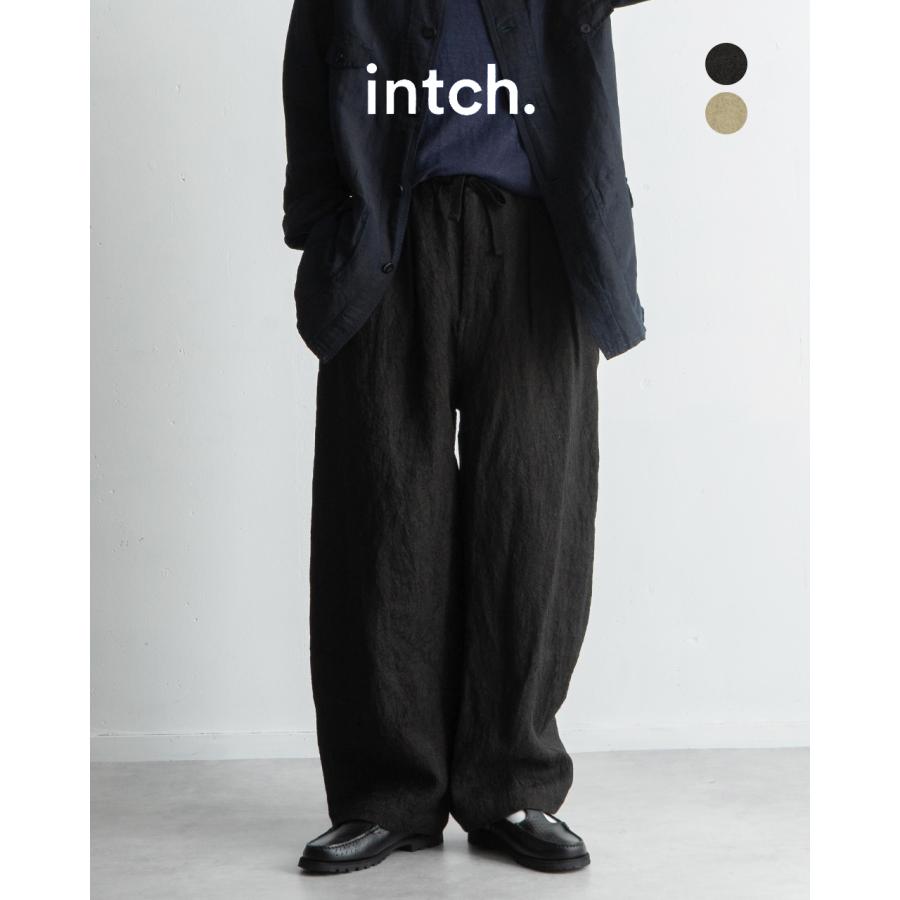 インチ/intch. ワイドイージーパンツ リネン リーフ柄 ジャカード