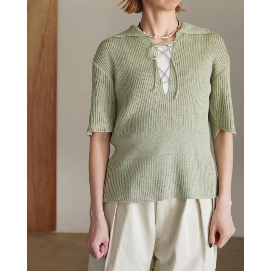ジョイスアディッド JOICEADDED サトル アクセント ニットポロ レディース Subtle Accent Knit Polo J261KN05の画像