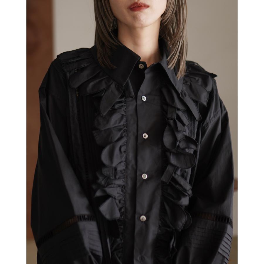 シャツ/ブラウス(長袖/七分) JUN MIKAMI  tuck sleeve blouse ブラウス シャツ tuck volume sleeve blouse /ノーカラー タック 7分袖