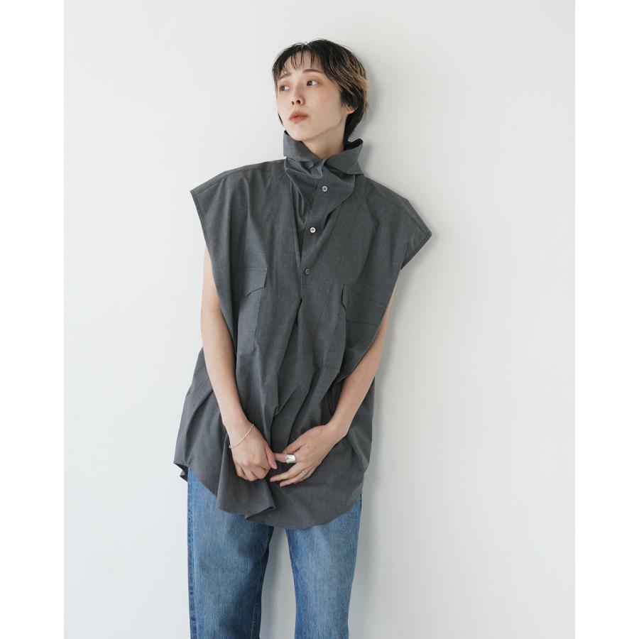 JUN MIKAMI SALE！ジュンミカミ フード ノースリーブ シャツ