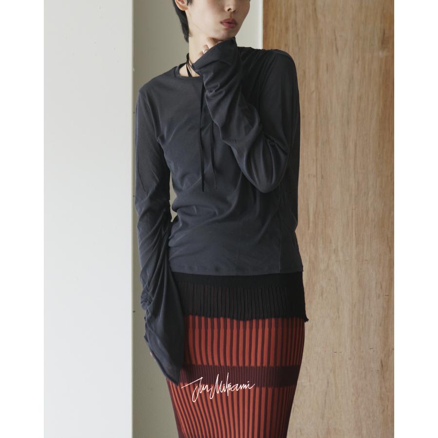 JUN MIKAMI ジュンミカミ カットソー シアー ドレープ 長袖 レディース