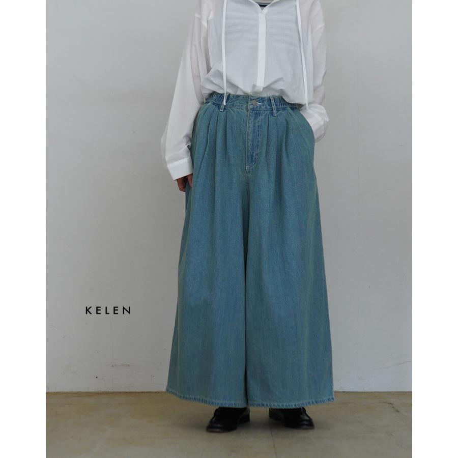 アウトレット！ケレン KELEN ワイド タック デニムパンツ 