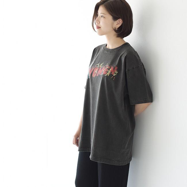 カーキ kha:ki VINTAGE BLACK TEE ヴィンテージ加工 クルーネック プリント ワイド Tシャツ  MIL-19SCS169A｜crouka｜02