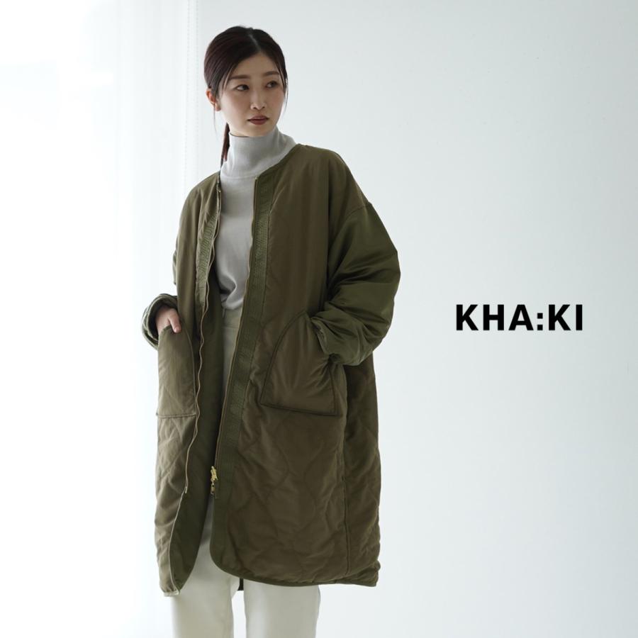 カーキ ロングコート レディース ミリタリー リバーシブル キルティング 異素材 ノーカラー ワイド Kha Ki Mil 21fjk162 Khaki 21fjk162 Crouka Yahoo 店 通販 Yahoo ショッピング
