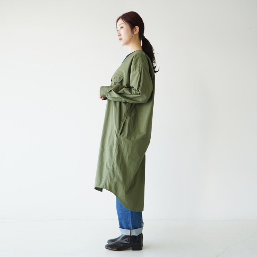カーキ Kha Ki ボーイスカウト シャツワンピース Vネック ノーカラー 長袖 ロング丈 レディース 21春夏 Mil 21hop101 送料無料 Khaki 21hop101 Crouka Yahoo 店 通販 Yahoo ショッピング