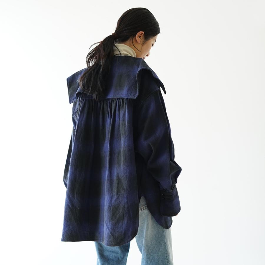 カーキ KHA:KI 2ウェイ ワイドカラー ブラウス 2WAY WIDE COLLAR BLOUSE HOMBRE レディース 2022秋冬 MIL22FBL3112 セール｜crouka｜02