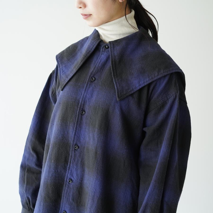 カーキ KHA:KI 2ウェイ ワイドカラー ブラウス 2WAY WIDE COLLAR BLOUSE HOMBRE レディース 2022秋冬 MIL22FBL3112 セール｜crouka｜08