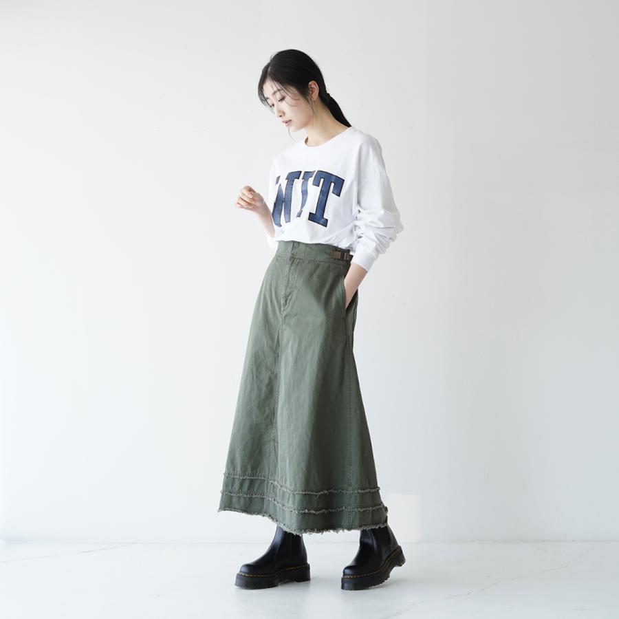 カーキ KHA:KI ヘム カットオフ ロングスカート HEM CUT OFF SKIRT レディース 2022春夏 MIL-22HSK68 アウトレット30%off｜crouka｜04