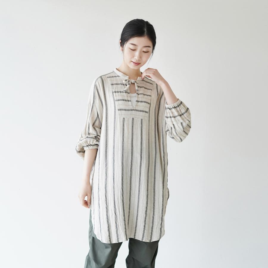 ルメランジュ ルメランジェ Le Melange ワイドシルエット ストライプ スキッパーシャツ レディース 2022春夏 6213202